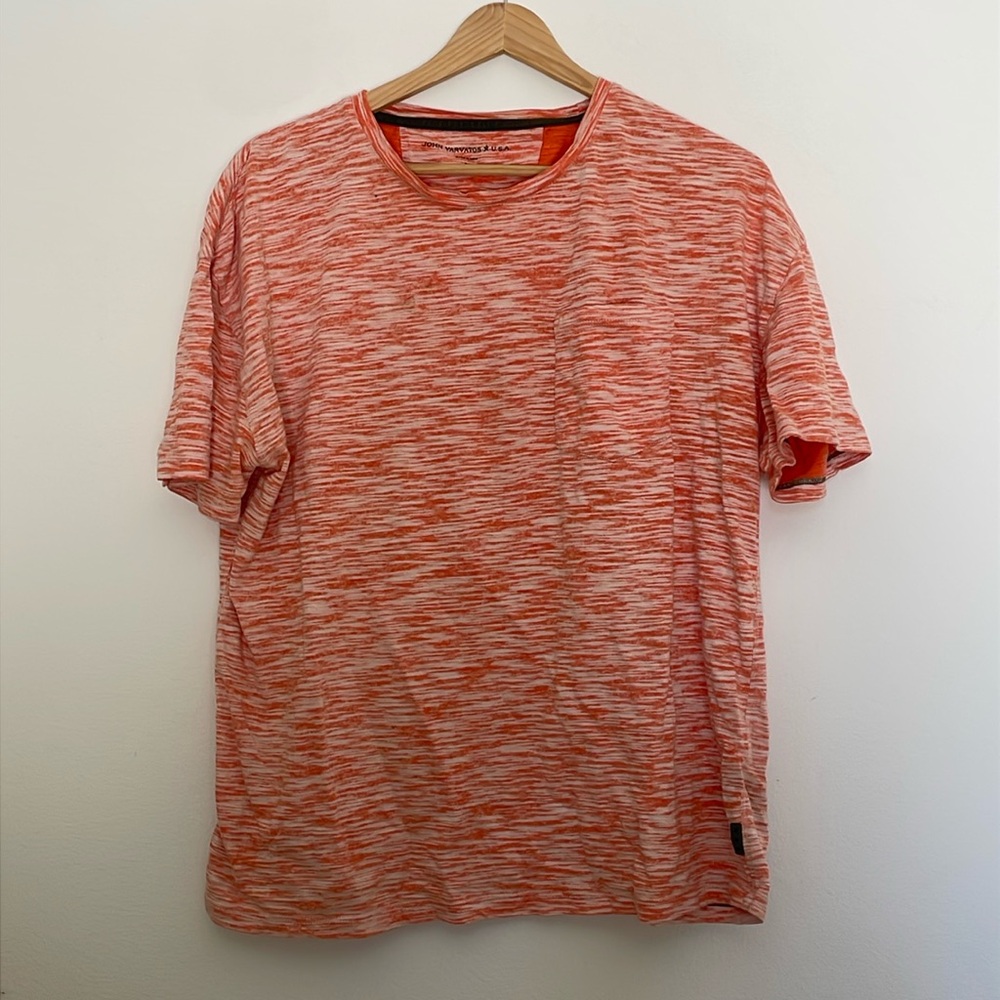 John Varvatos T-shirt with orange and white pattern